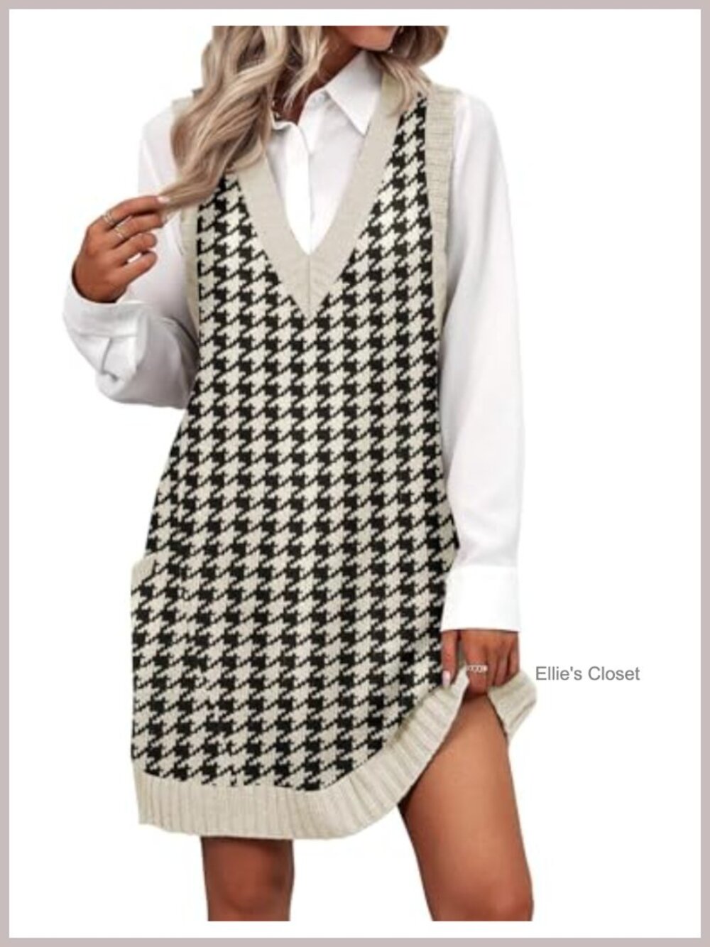 Zeagoo Womens Pattern Knitted Sweater Vest Dress V Neck Sleeveless Pullover